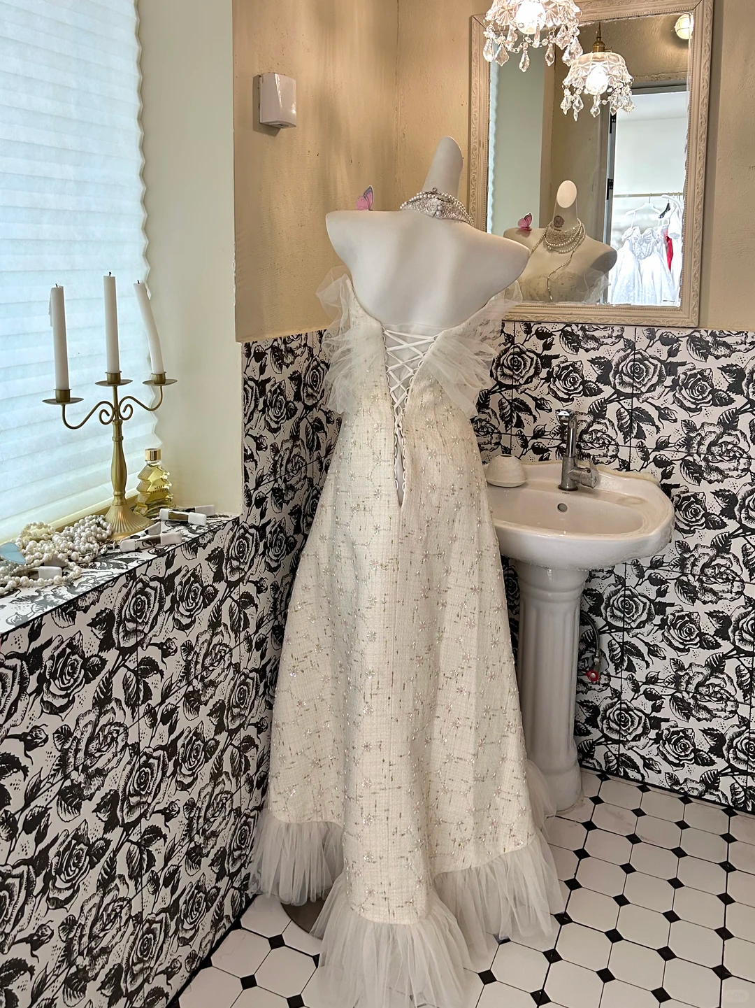 Ivory Bow Neckline Waist-Cinched Elegant Classic Romantic Dress, Wedding Gown gh7600