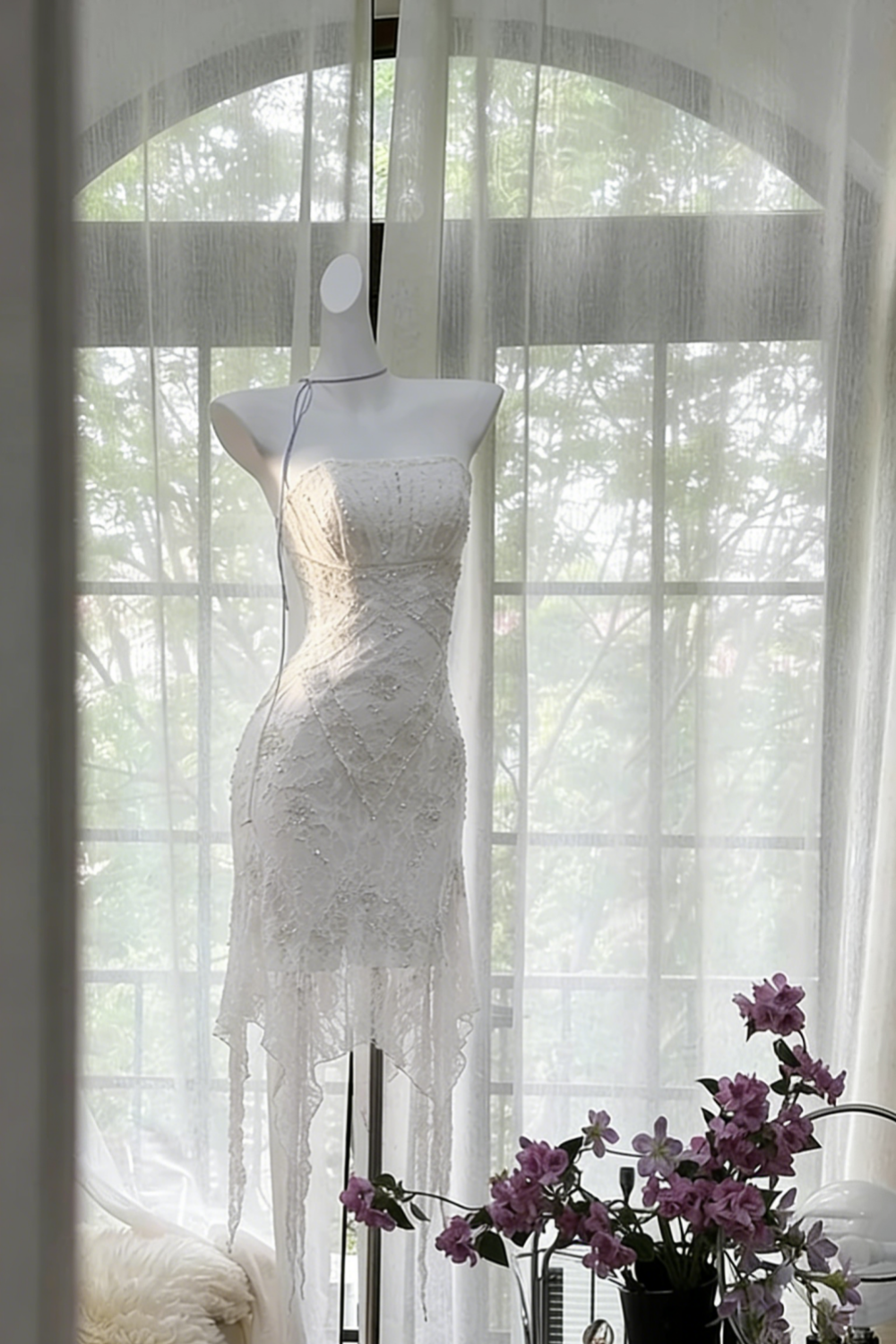 Lila, wunderschön, exquisite Perlenspitze, langes Chiffon-Heimkehrkleid, Ballkleid, Abendkleid, Hochzeitspartykleid, Abschlussballkleid, Datumskleid, gh3988