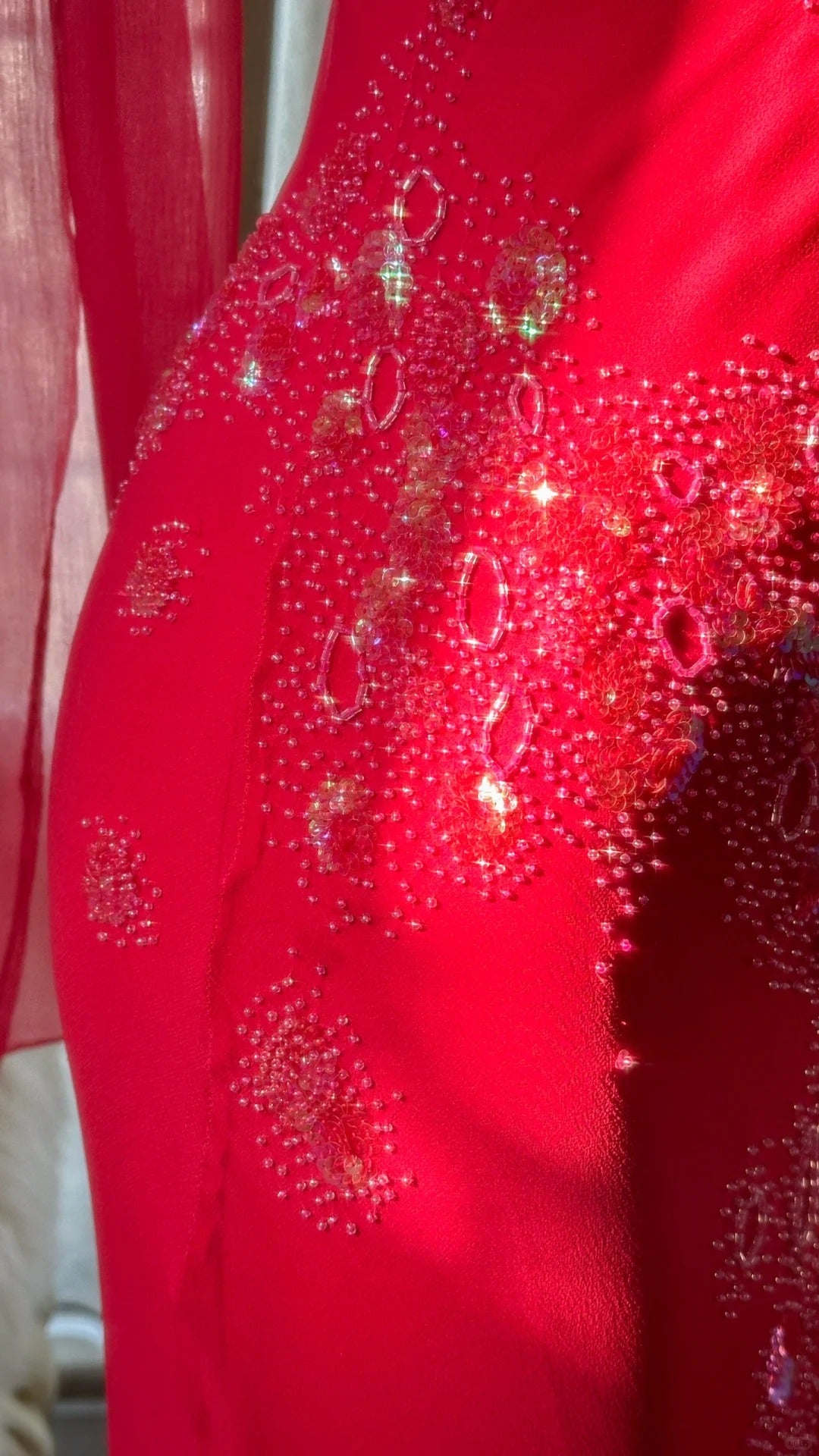 Red Romantic Gorgeous Fashion Elegant Exquisite Beaded Long Chiffon Ball Gown Evening Dress Birthday/Wedding Guest/Vacation Party Dress Prom Dress Valentine's Day Date Dress gh4027