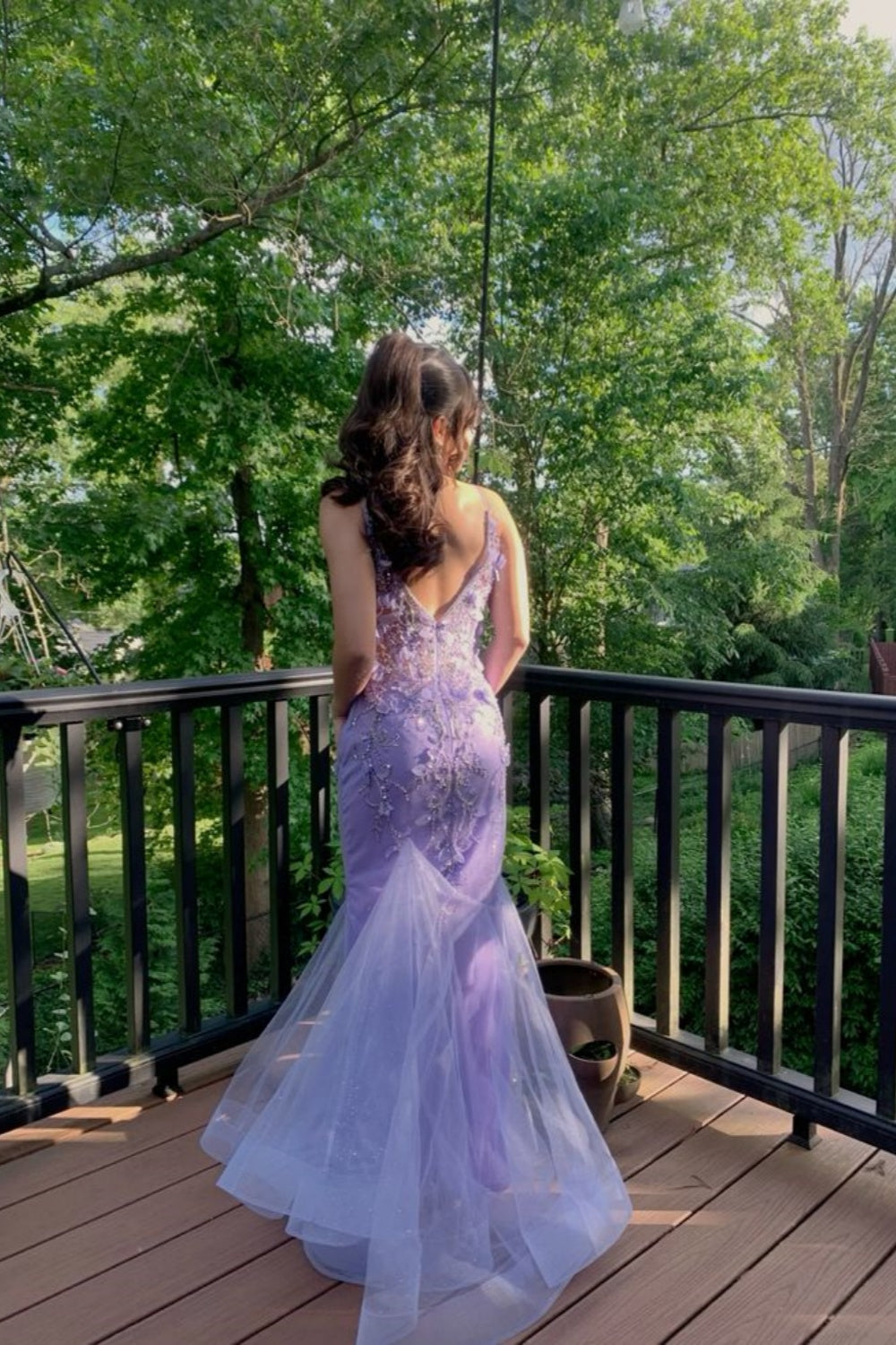 Girlhomeshops - Robe de bal sirène longue à fleurs violettes, coupe slim, gh5861