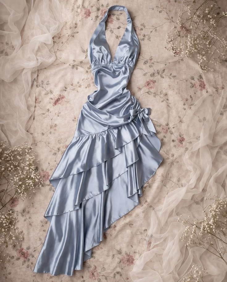 Satin Halter Fitted Waist Sexy Prom Evening Gown gh7305