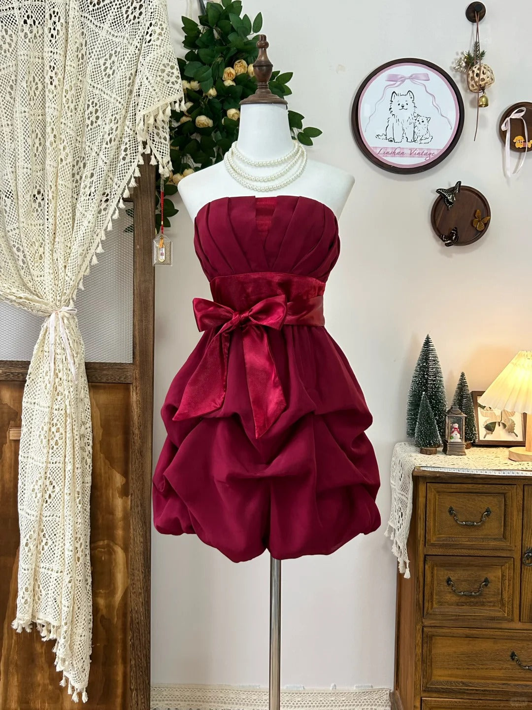 Burgunderrotes, kurzes, süßes Homecoming-Kleid, Geburtstagsparty-Kleid, gh4260