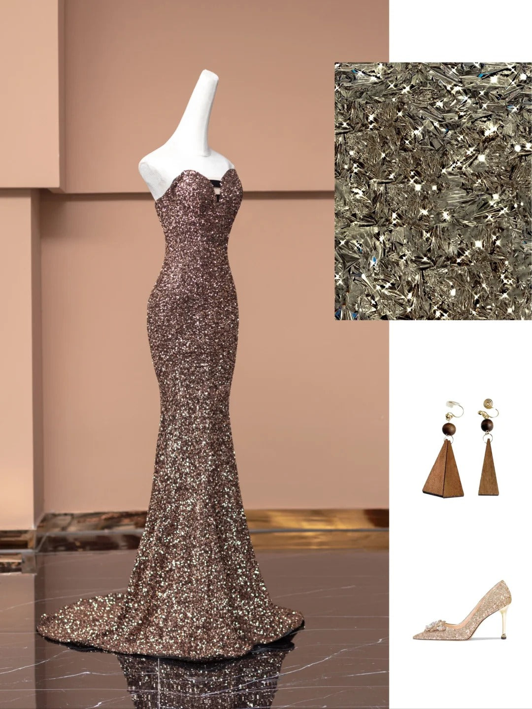 Robe de soirée élégante et brillante, style sirène, à paillettes, longue et fine, style bal de promo, gh4875