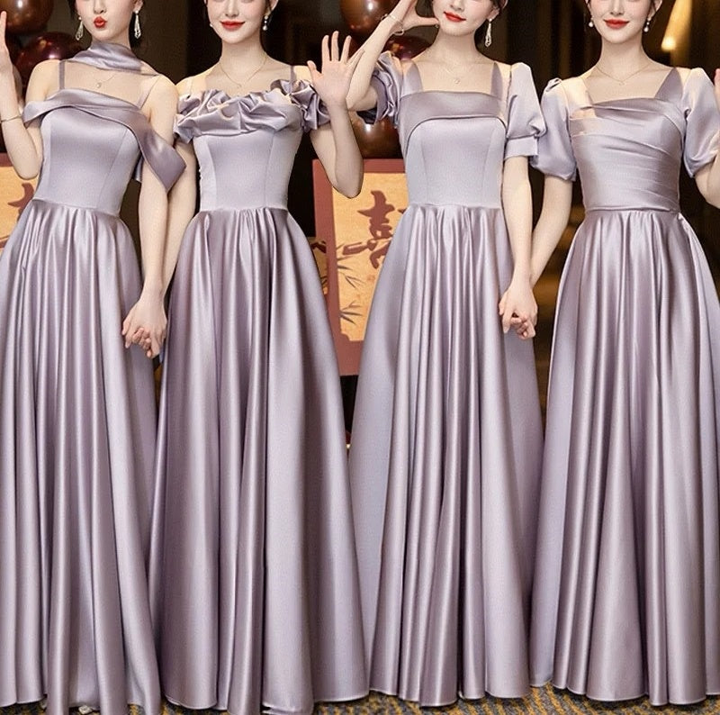 Lila Elegante Mode Lange Satin Ballkleid Abendkleid Partykleid Brautjungfernkleider Ballkleid gh3996
