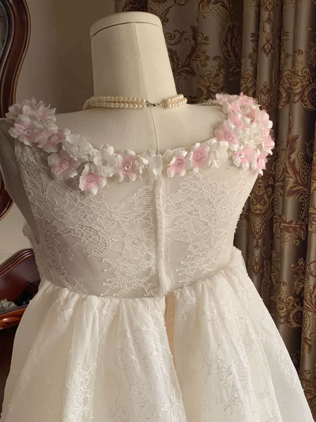 White Spaghetti Strap Puffy Bud Skirt Prom Dress, Birthday Gown gh7252