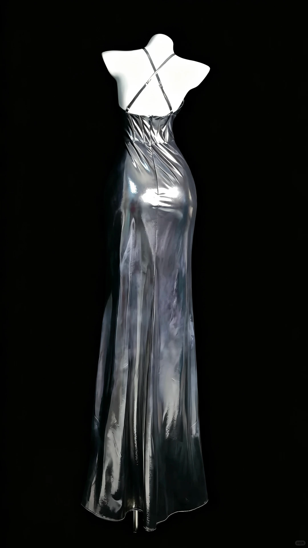 Silver Halter Spaghetti Straps Waist-Cinched Sexy Evening Dress, Fairy Gown, Romantic Gown gh7367