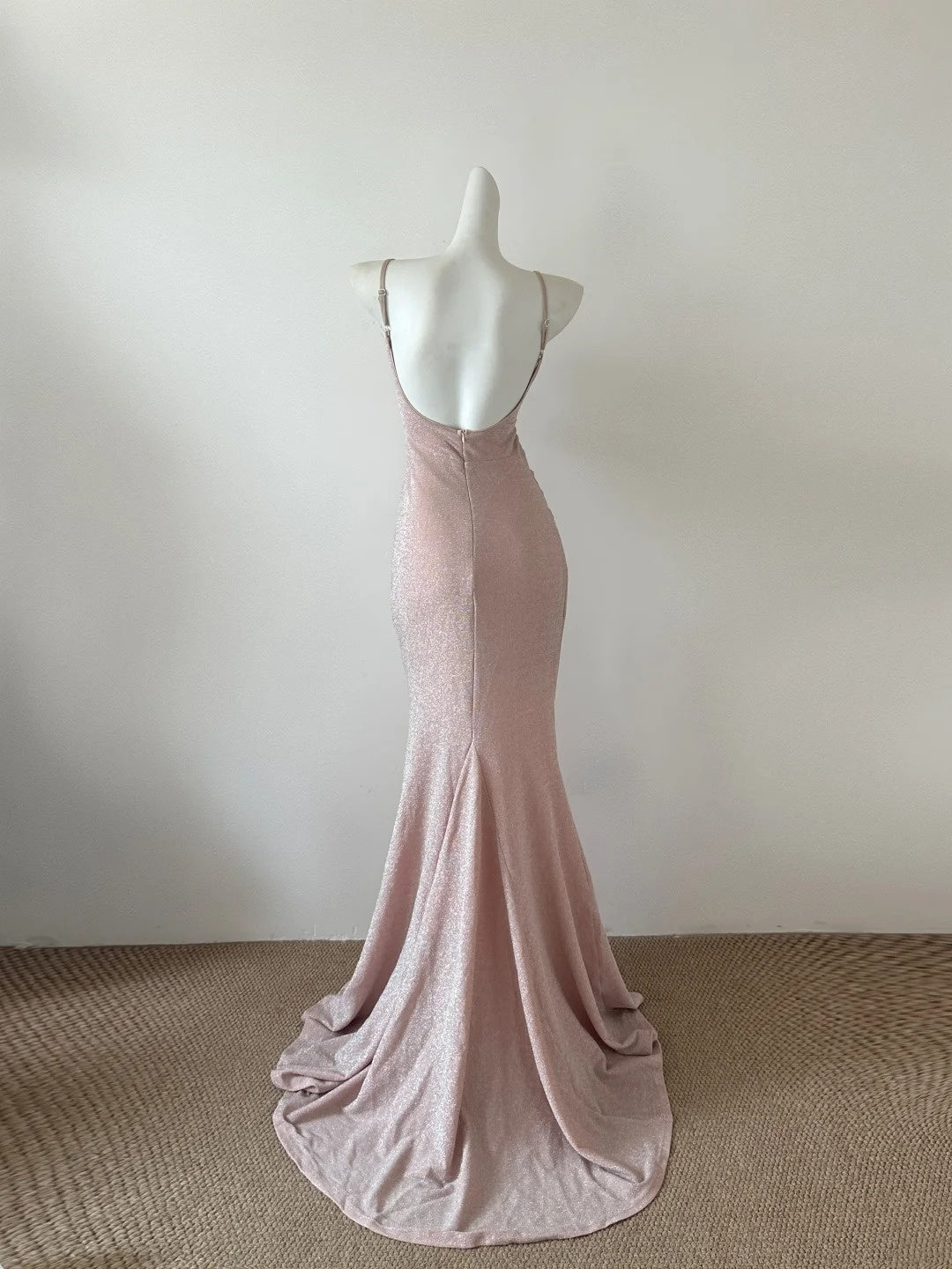 Robe de soirée longue en satin rose clair brillant, tenue de bal, gh4841