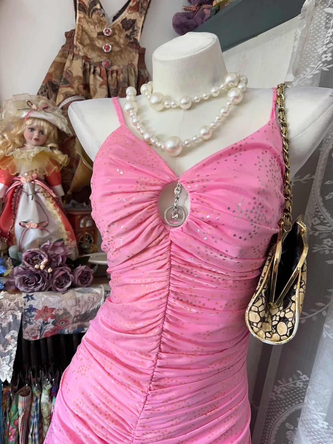 Blush Spaghetti Strap Waist Cinched Slim Fit Elegant Evening Party Gown gh7190