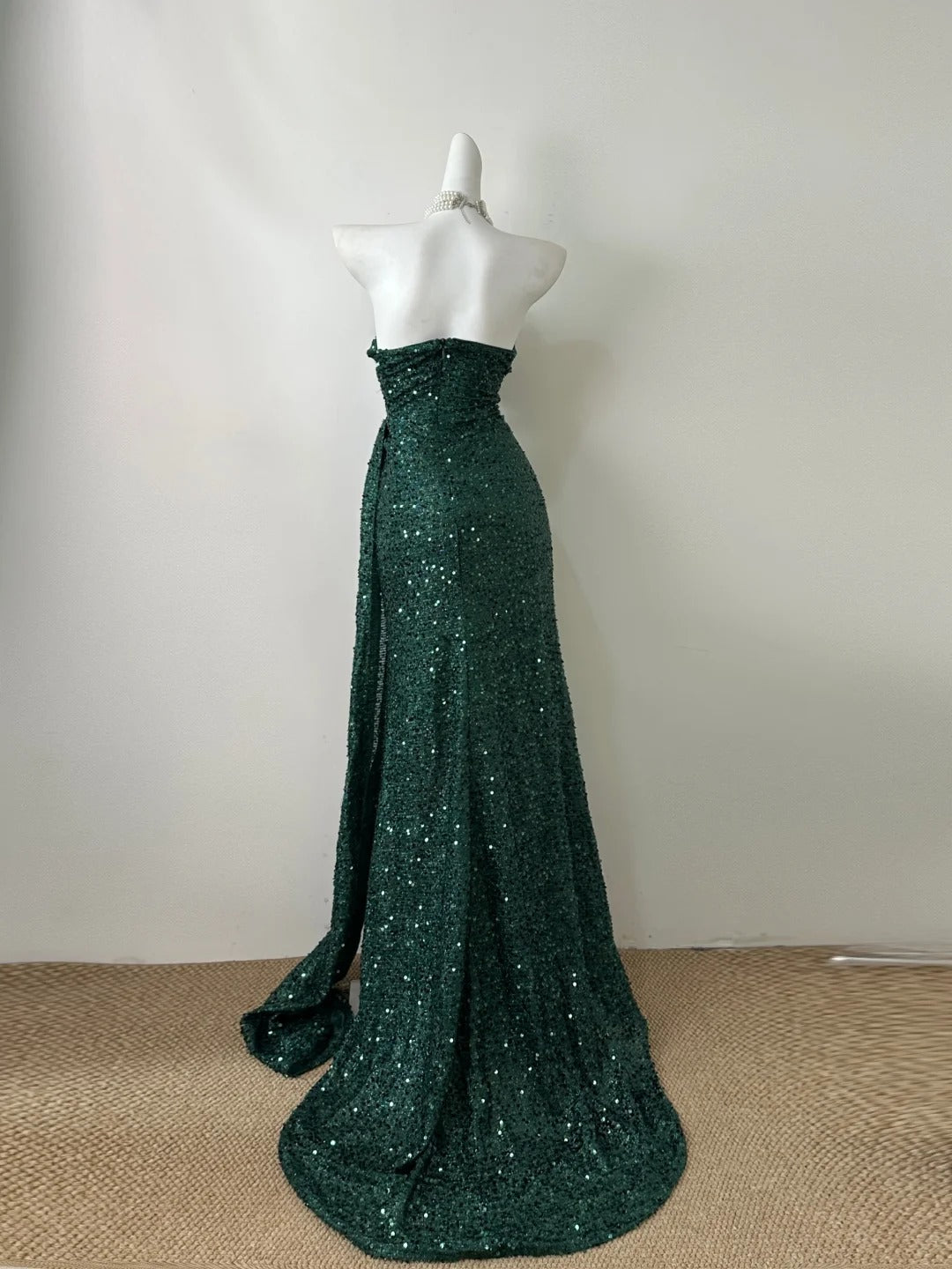 Grünes schlichtes modisches elegantes langes Pailletten bodenlanges Ballkleid Abendkleid Ballkleid gh3727
