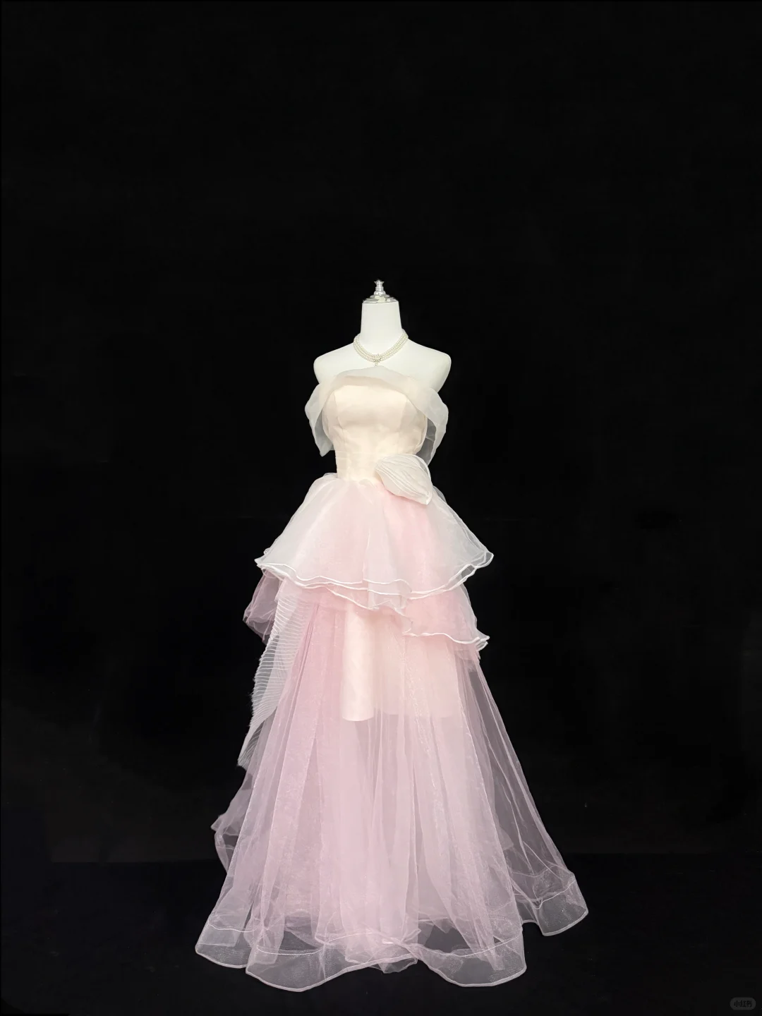 Blush Pink Strapless Cinched Waist Voluminous Skirt Fairy Romantic Dress, Wedding Gown gh7830