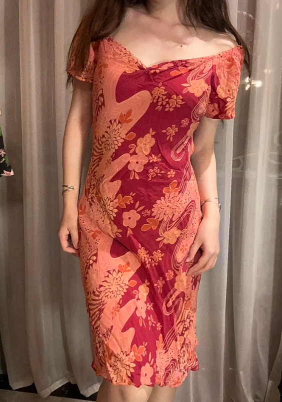 Vintage Orange Sexy Pattern Fitted Waist Slim Bodycon Prom & Evening Party Dress gh8460