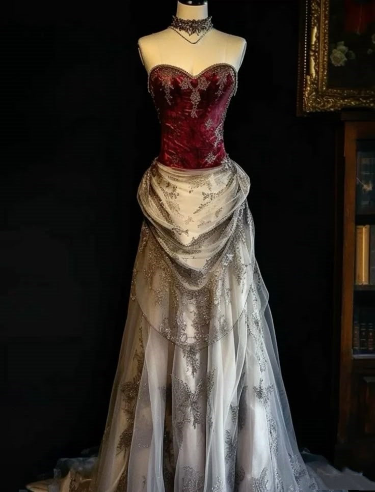 Burgunderrotes, modisches, langes Tüll-Satin-Spitzen-Ballkleid, Abendkleid, Abschlussballkleid, gh3442