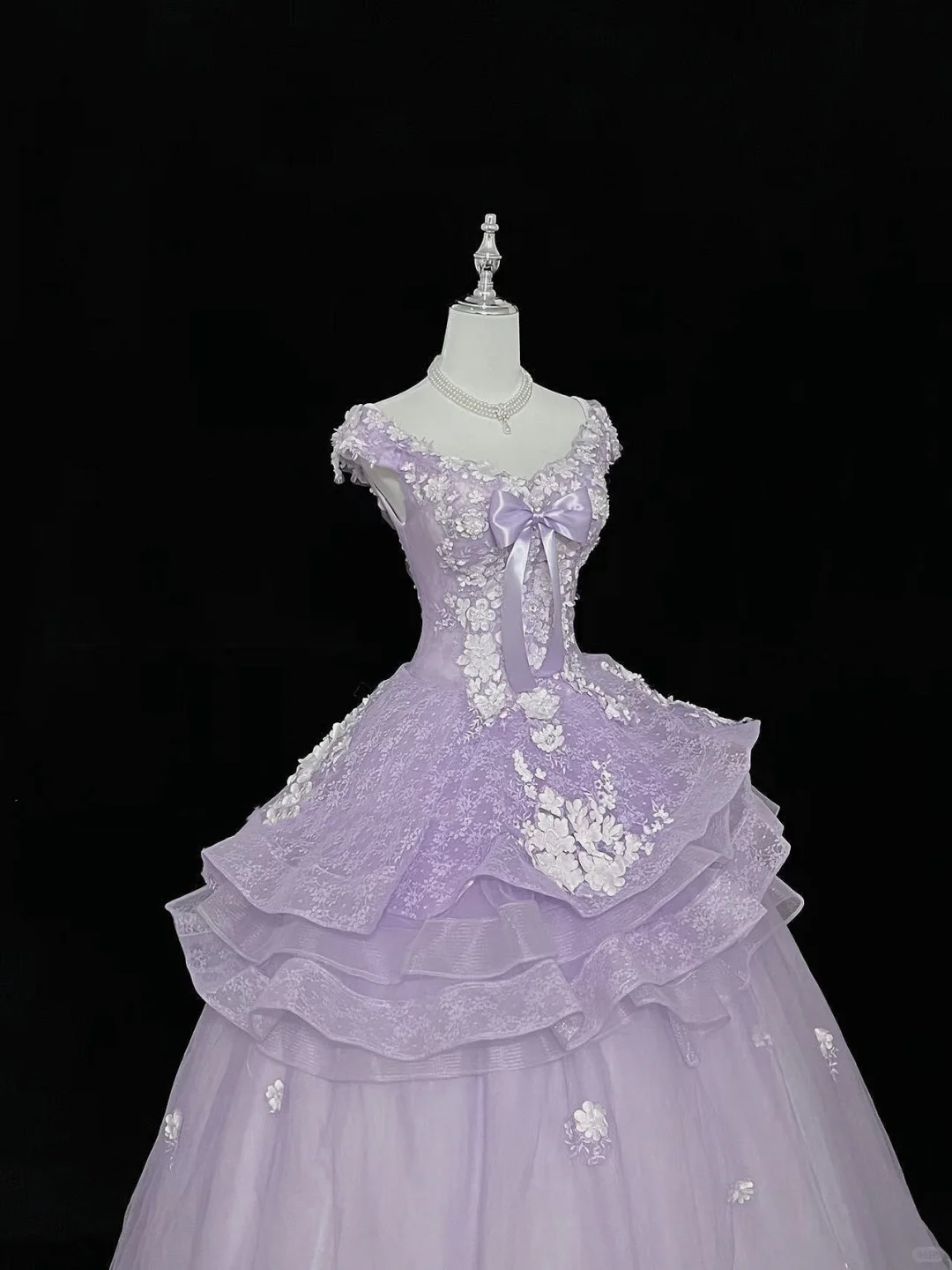 Lavender Spaghetti Strap Cinched Waist Ruffled Voluminous Skirt Elegant Romantic Dress, Wedding Gown gh7984