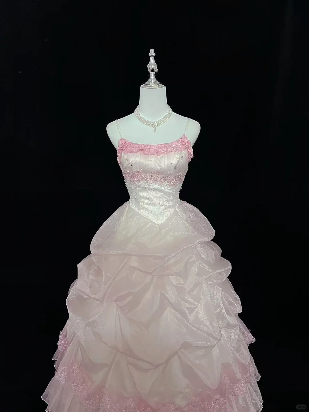 Blush Pink Gradient Spaghetti Straps Cinched Waist Voluminous Princess Skirt Romantic Dress, Wedding Gown gh8030