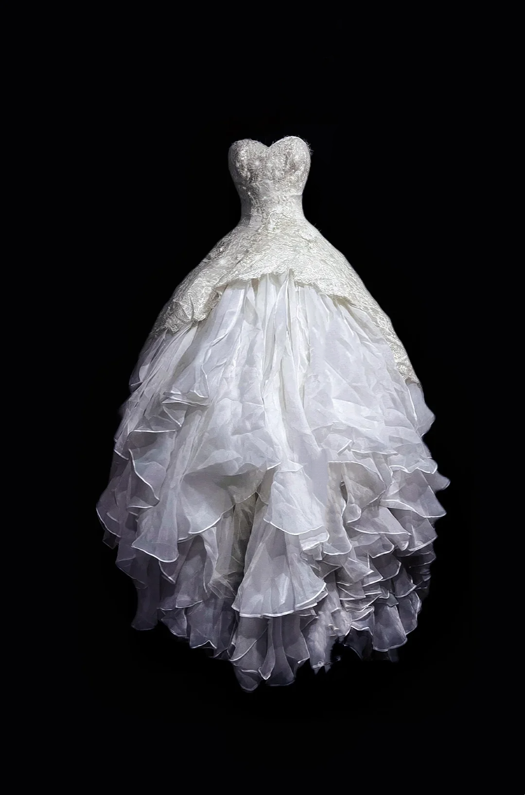 White Strapless Fitted Waist Voluminous Skirt Prom Gown, Evening Gown & Wedding Bridal Gown gh7341
