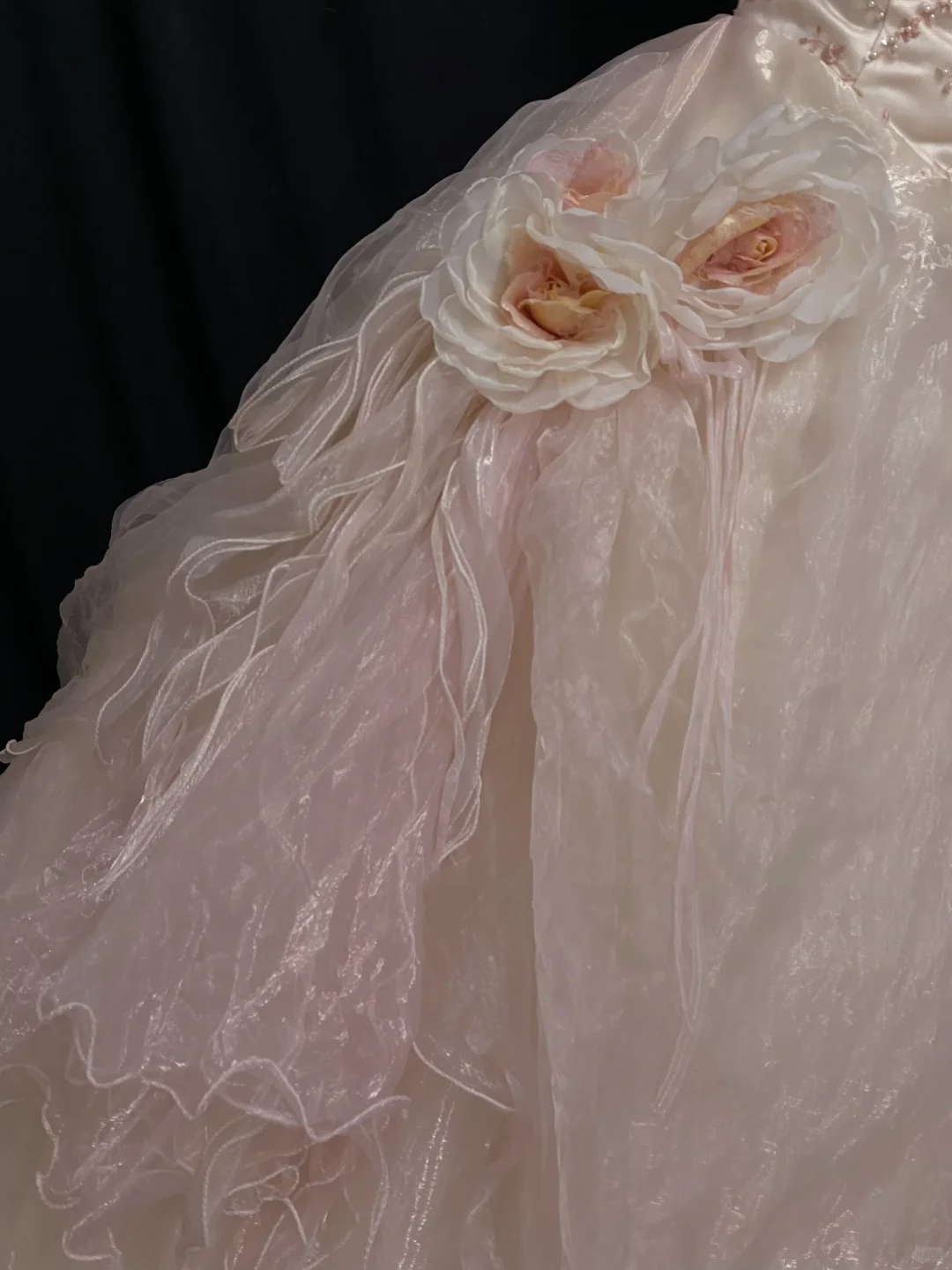 Light Pink Vintage Embroidered Romantic Gown, Fitted Waist, Voluminous Princess Skirt, Wedding Dress & Bridal Gown gh8255