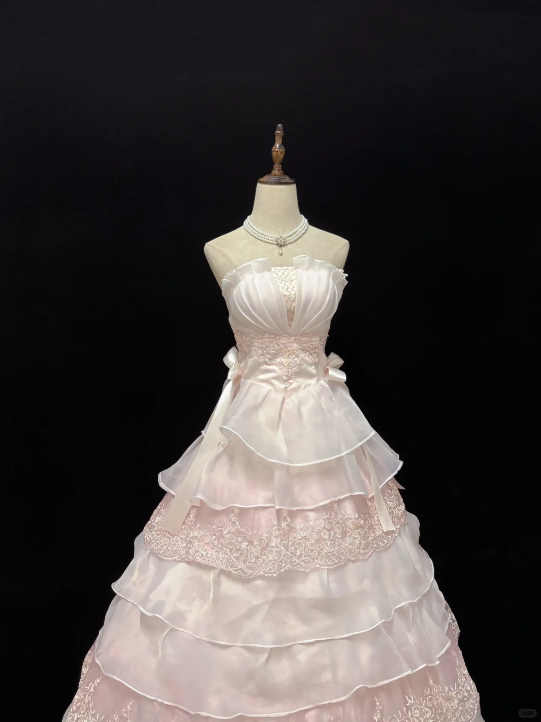 Blush Pink Strapless, Cinched Waist, Voluminous Tiered Princess Skirt Girly Romantic Dress, Wedding Gown gh8086