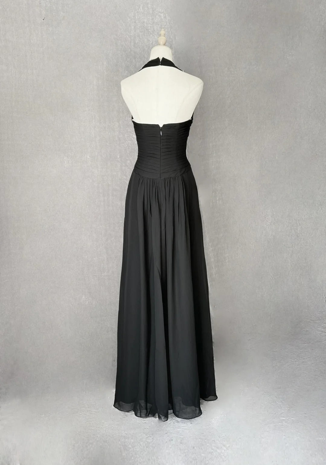 Schwarzes Retro-Schlichtes, modisches, elegantes, exquisites Strass-Hosenträger-Lang-Tüll-Ballkleid, Abendkleid, Ballkleid, Partykleid, Brautjungfernkleid, gh3858