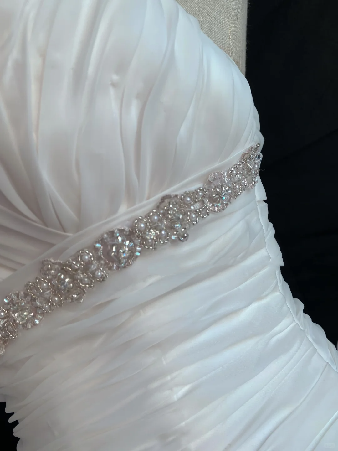 Blush Pink One Shoulder Long Romantic Gown, Slim Fit & Cinched Waist, Wedding Dress & Bridal Gown gh8219
