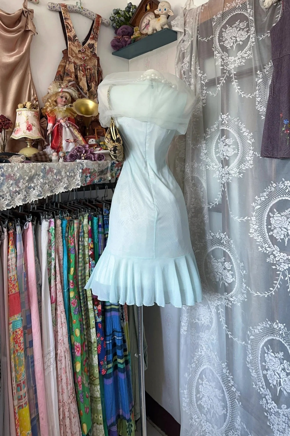girlhomeshops - Robe rétro, robe bleue, robe courte gh6129
