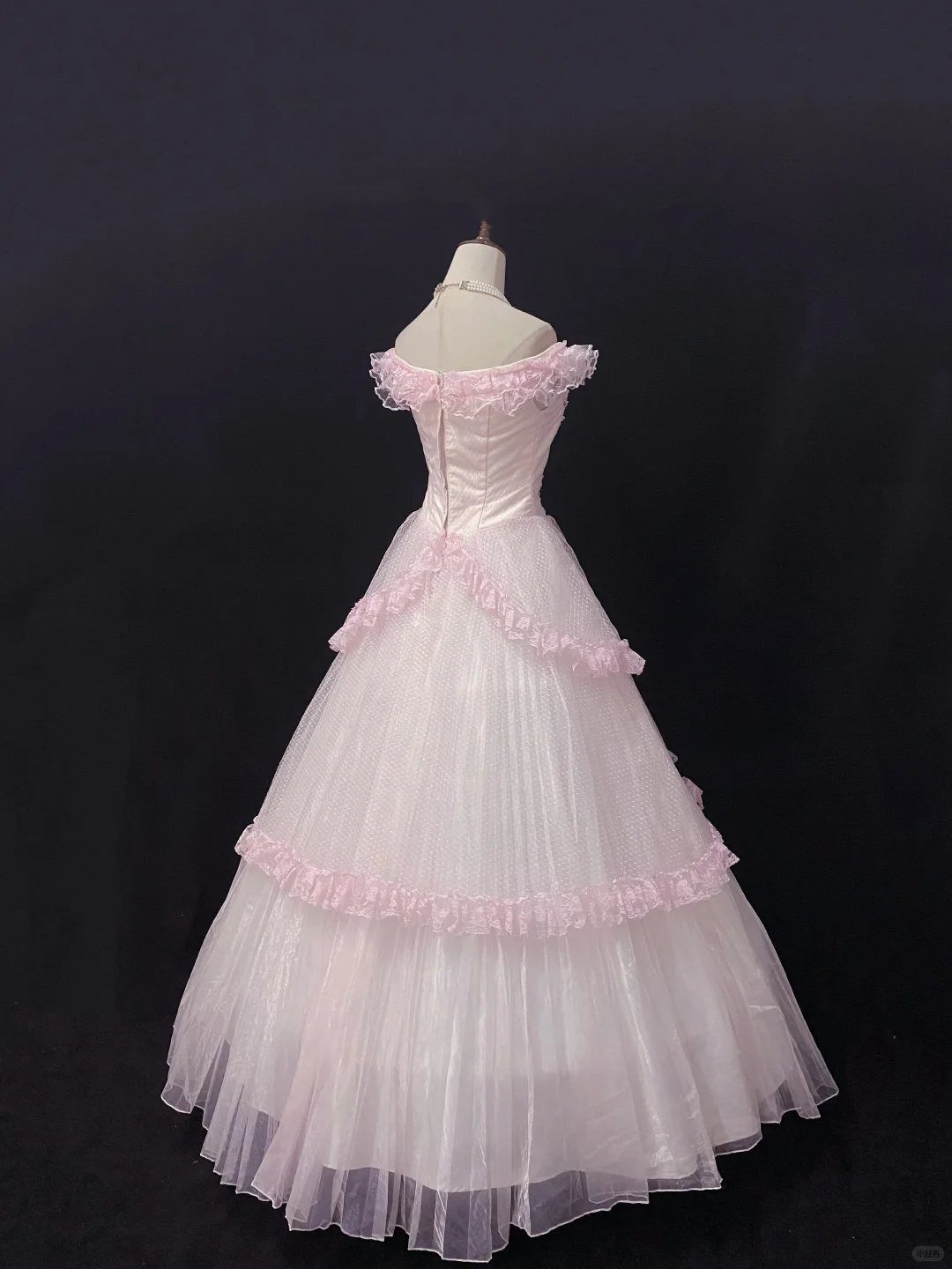 Light Pink Off-shoulder Romantic Gown With Lace Trim, Cinched Waist, Voluminous Princess Skirt, Wedding Dress & Bridal Gown gh8172