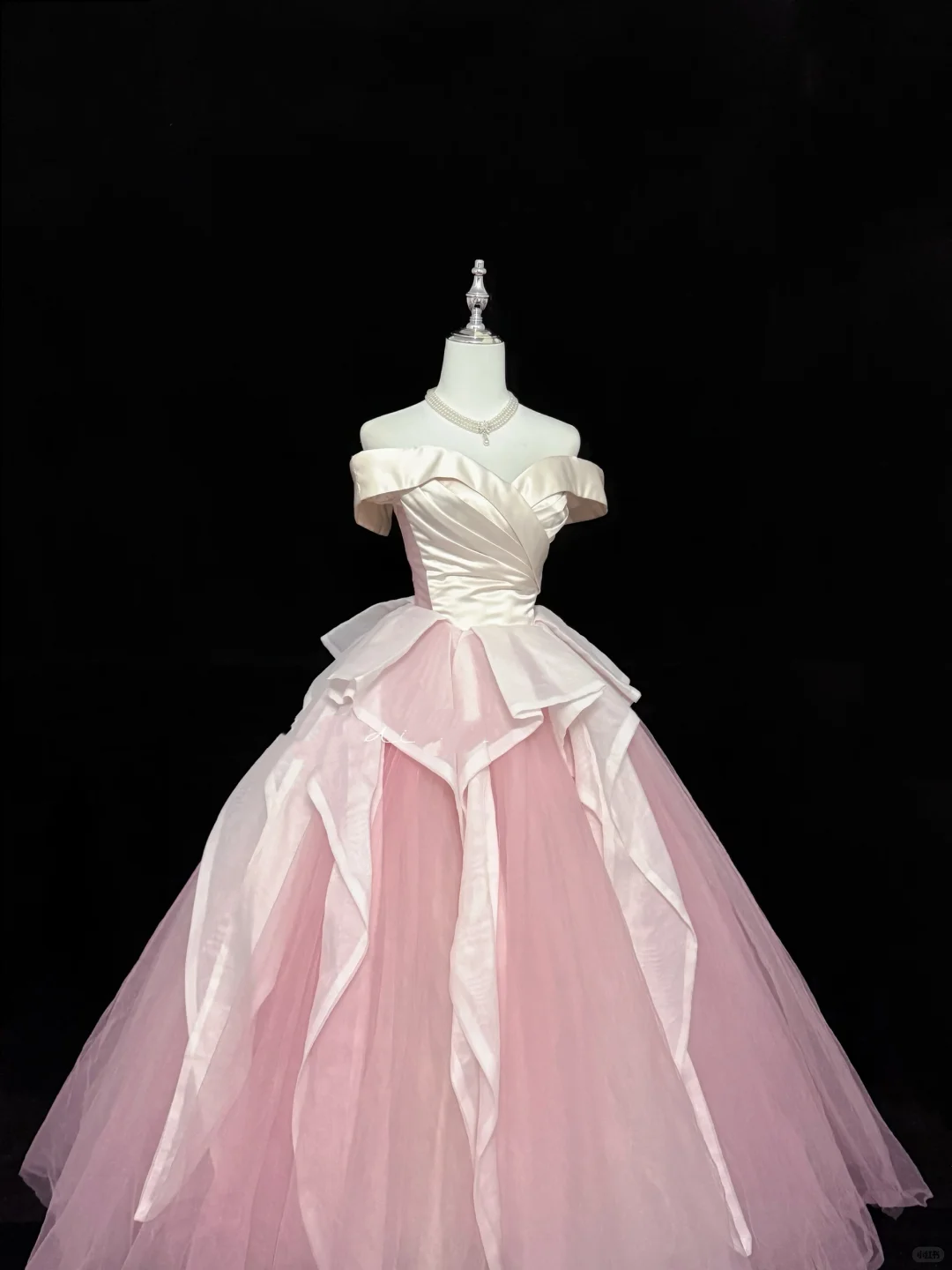 Blush Pink Gentle Off-the-Shoulder Cinched Waist Voluminous Designer Skirt Long Romantic Dress, Wedding Gown gh7903