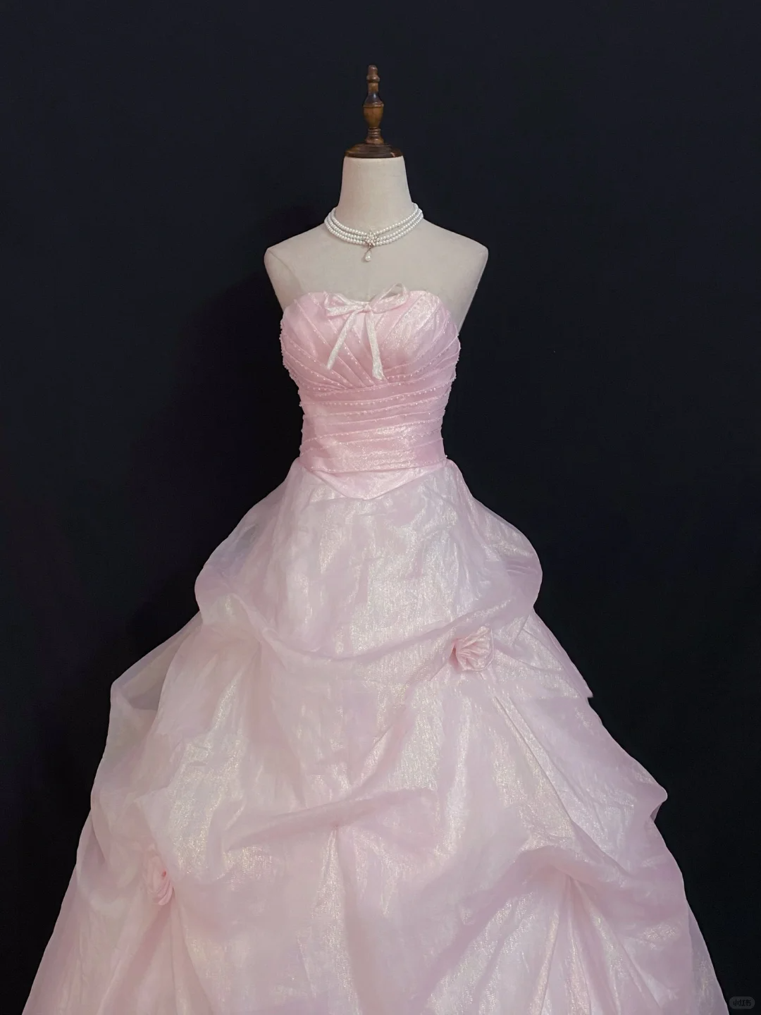 Blush Pink Strapless Cute Long Romantic Gown with Fitted Waist and Fluffy Princess Skirt, Wedding Dress & Bridal Gown gh8304