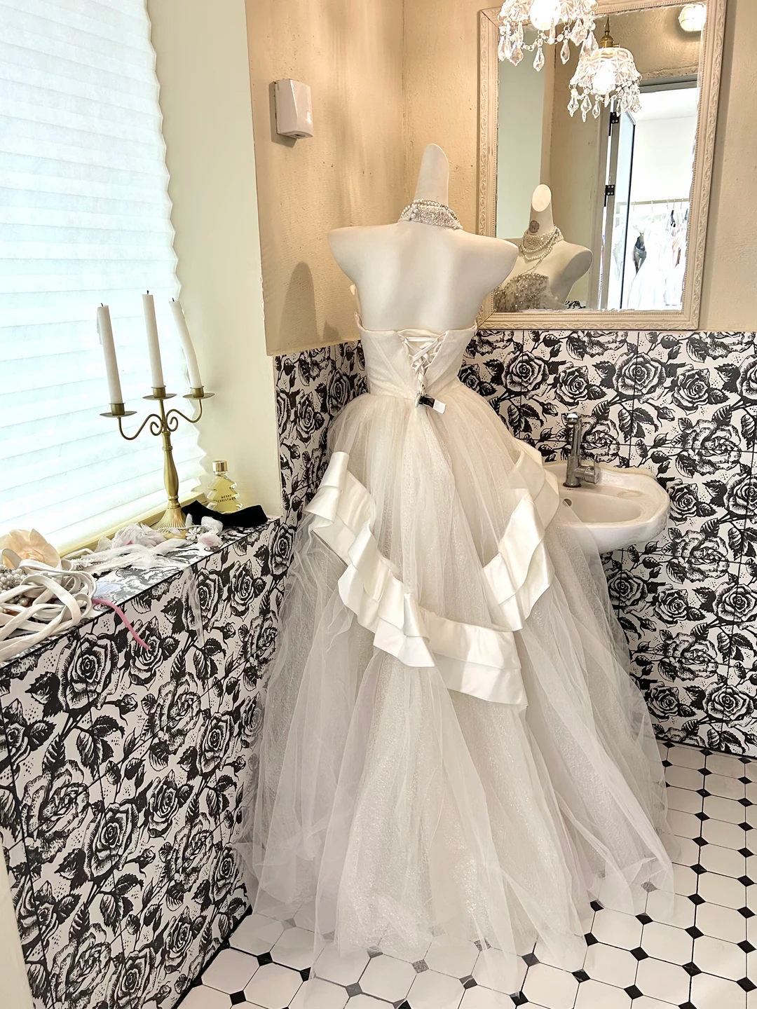 Ivory Beaded Waist-Cinched Figure-Flattering Voluminous Skirt Long Romantic Dress, Wedding Gown gh7737