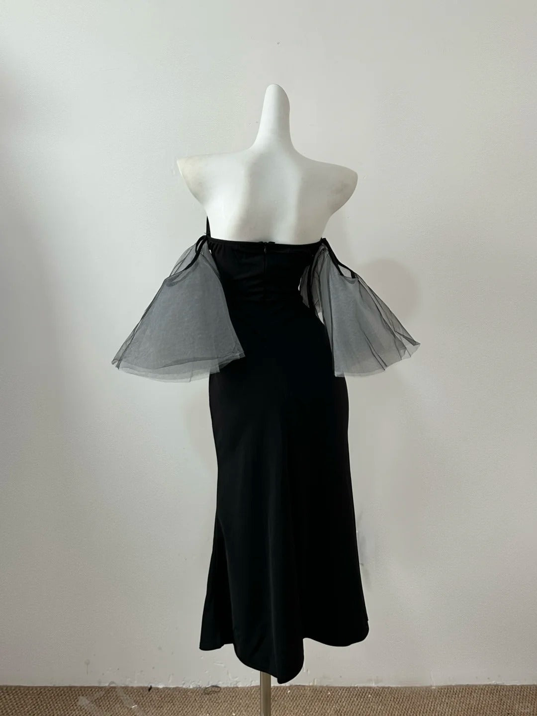 Schwarzes, modisches, elegantes, kurzärmliges Midi-Lang-Satin-Heimkehrkleid, Ballkleid, Abendkleid, Partykleid, Ballkleid gh4039