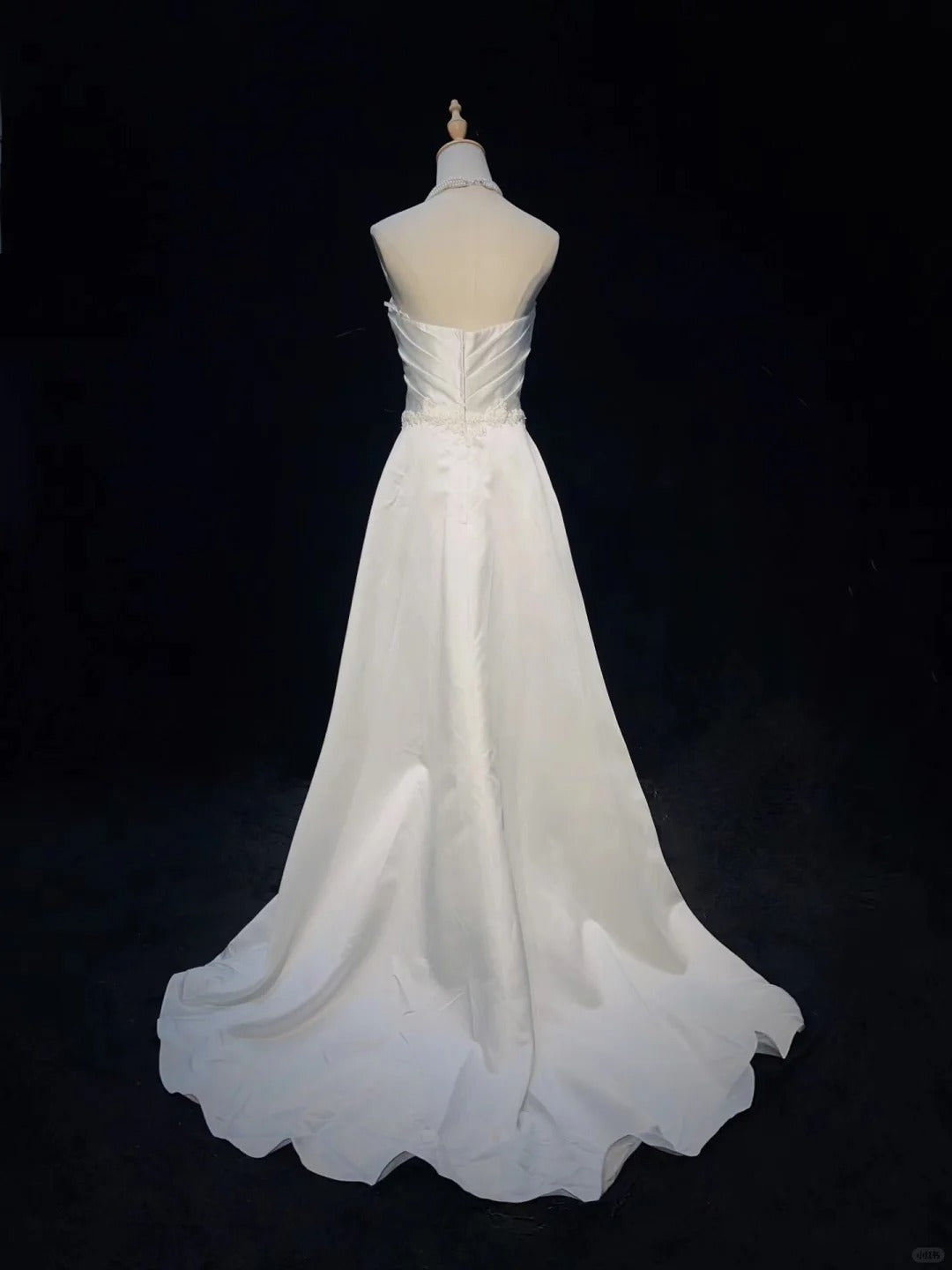Weiß Schlicht Modisch Elegant Dezentes Exquisite Applikation Langes Bodenlanges Satin Ballkleid Abendkleid Brautkleid gh3862