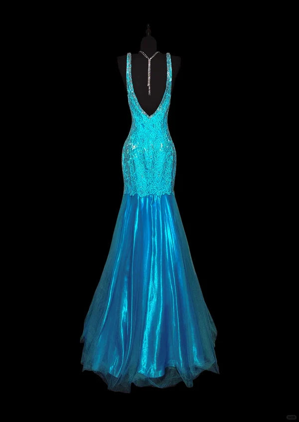 Robe de soirée élégante à col en V et motif floral, style sirène, longue, en satin, longueur au sol, robe de bal, gh3818