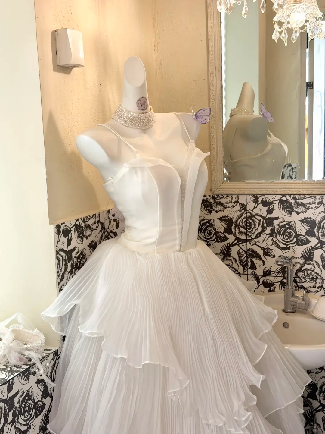 White Spaghetti Straps Waist-Cinched Multi-Layer Skirt Elegant Grand Romantic Dress, Wedding Gown gh7758