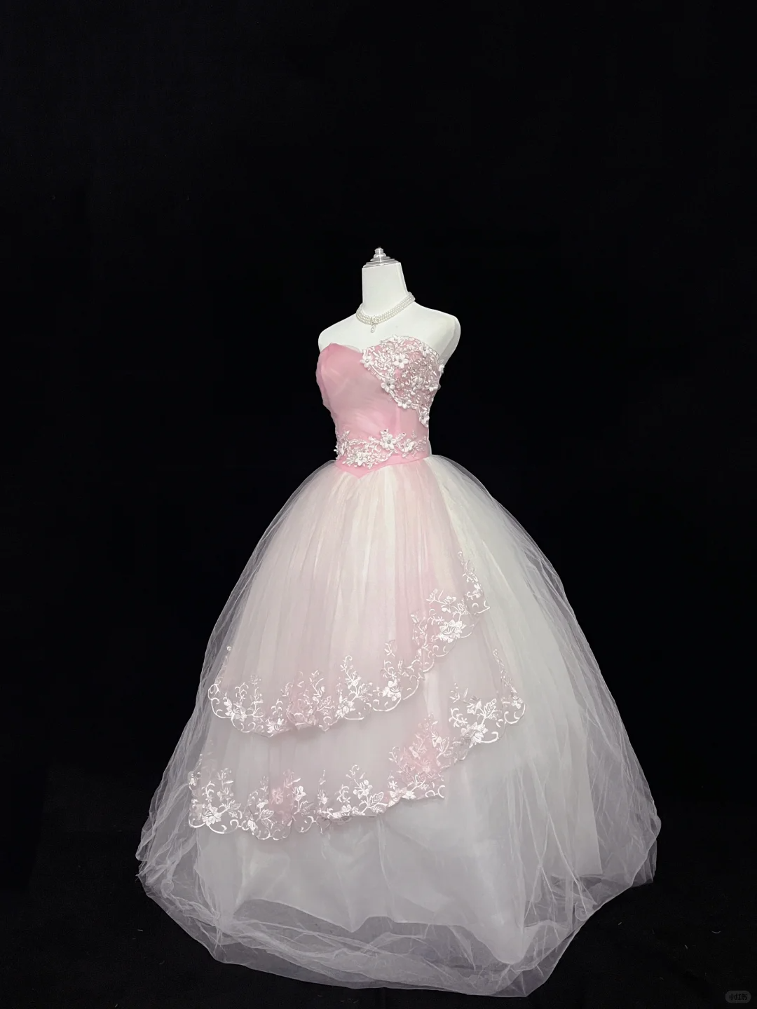 Blush Pink Strapless Embroidered Cinched Waist Voluminous Princess Skirt Long Romantic Dress, Wedding Gown gh8052
