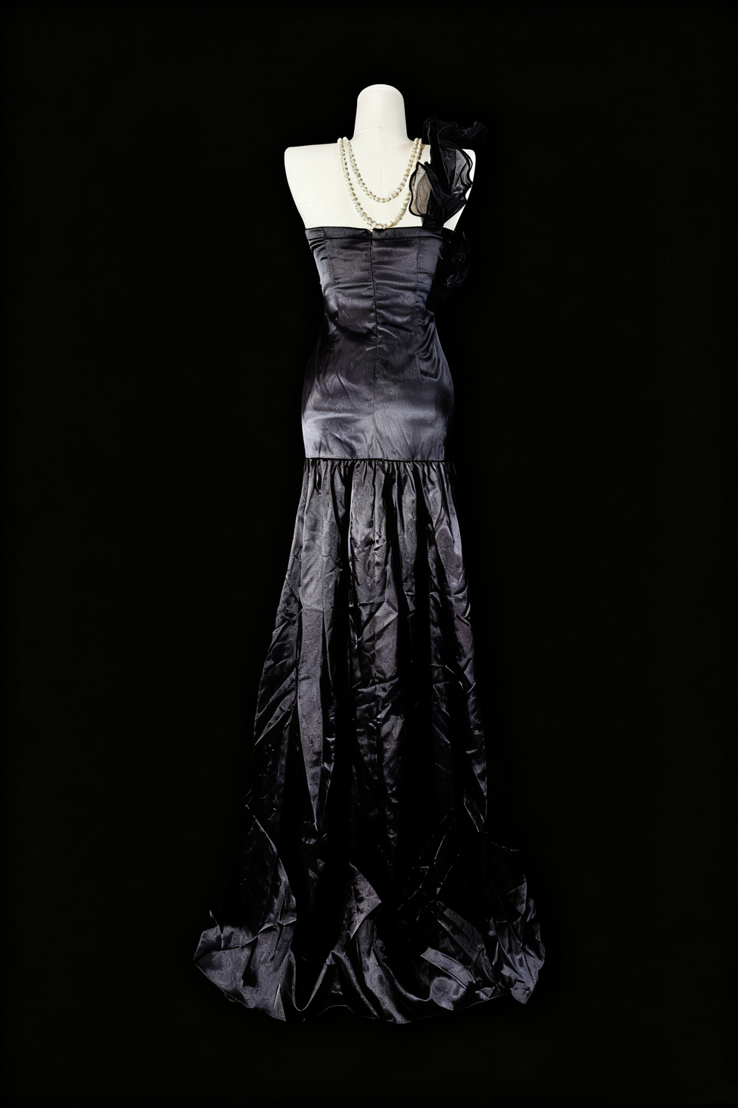 girlhomeshops-Graues, zartes, perlenbesetztes, langes Satin-Abendkleid gh6283