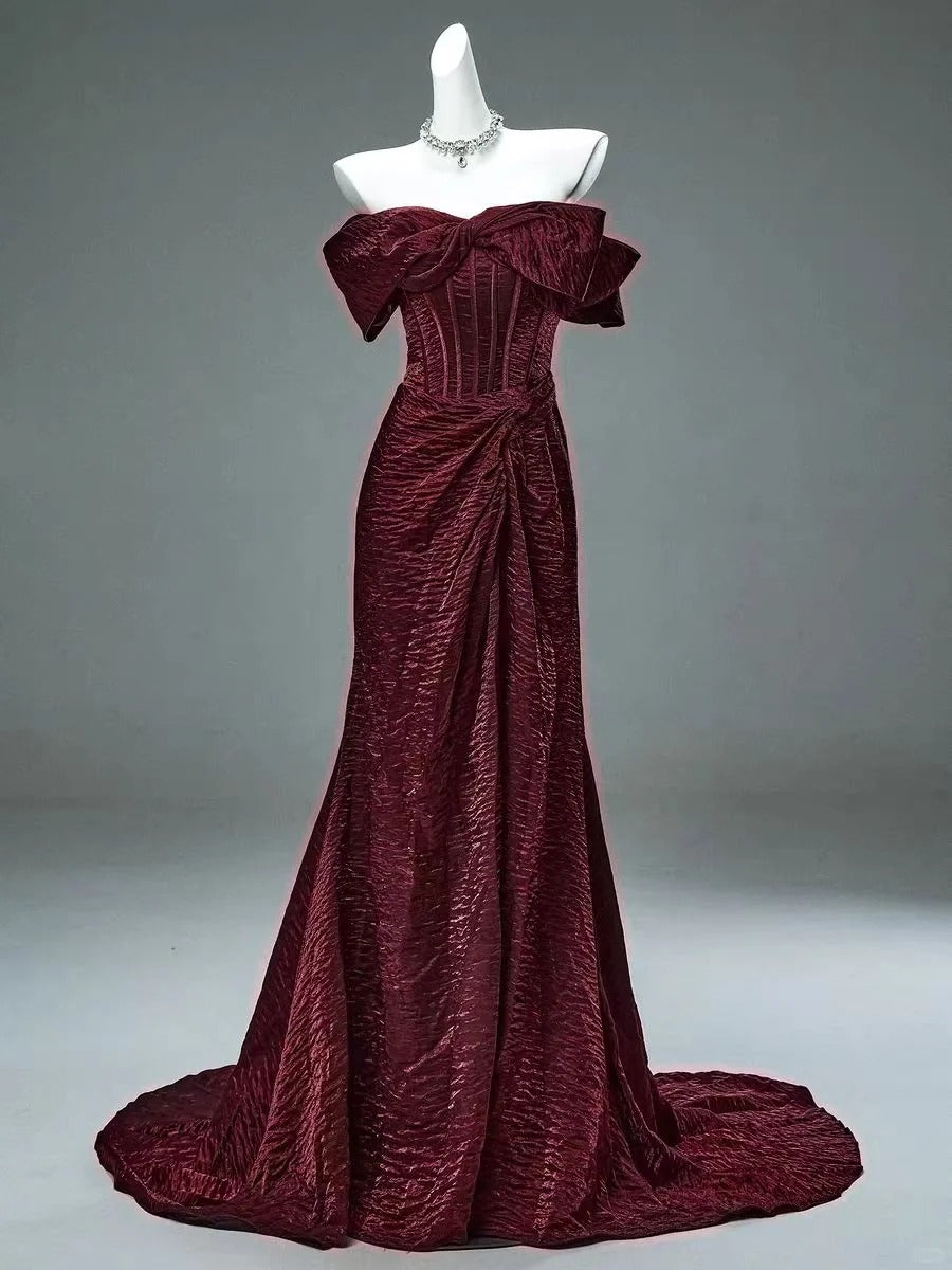 Lila Elegant Modisch Elegant Exquisite Textur Langes Satin Bodenlanges Ballkleid Abendkleid Prinzessin Abschlusskleid Zeremoniekleid für Erwachsene gh3847