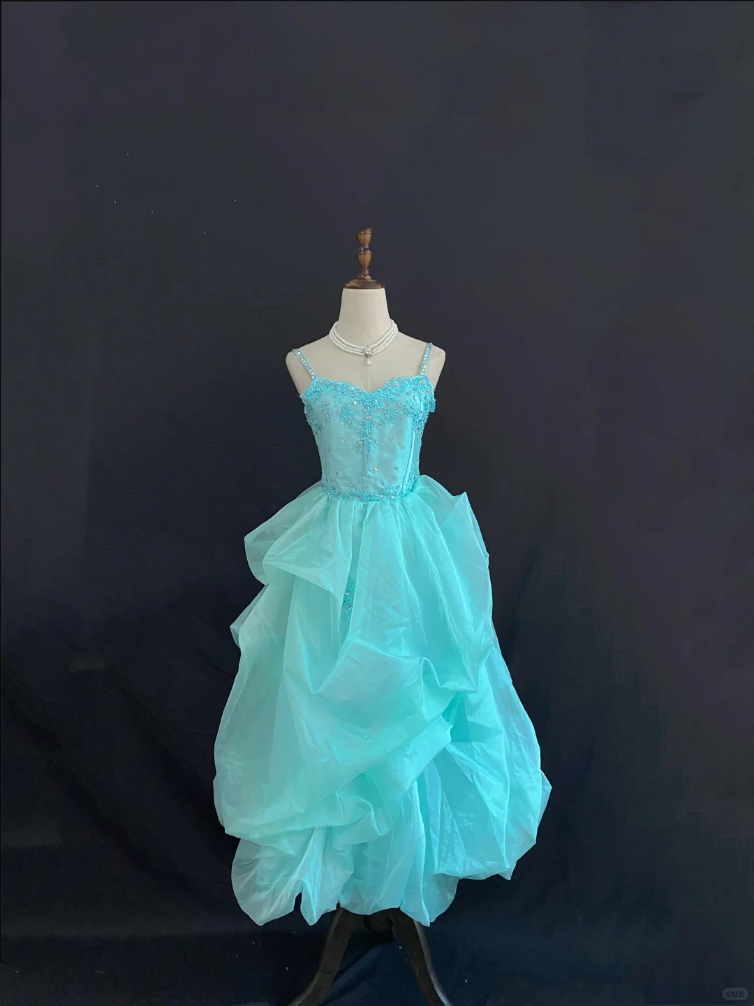 Lake Blue Spaghetti Strap Romantic Gown, Cinched Waist, Elegant Slimming Design, Wedding Dress & Bridal Gown gh8221