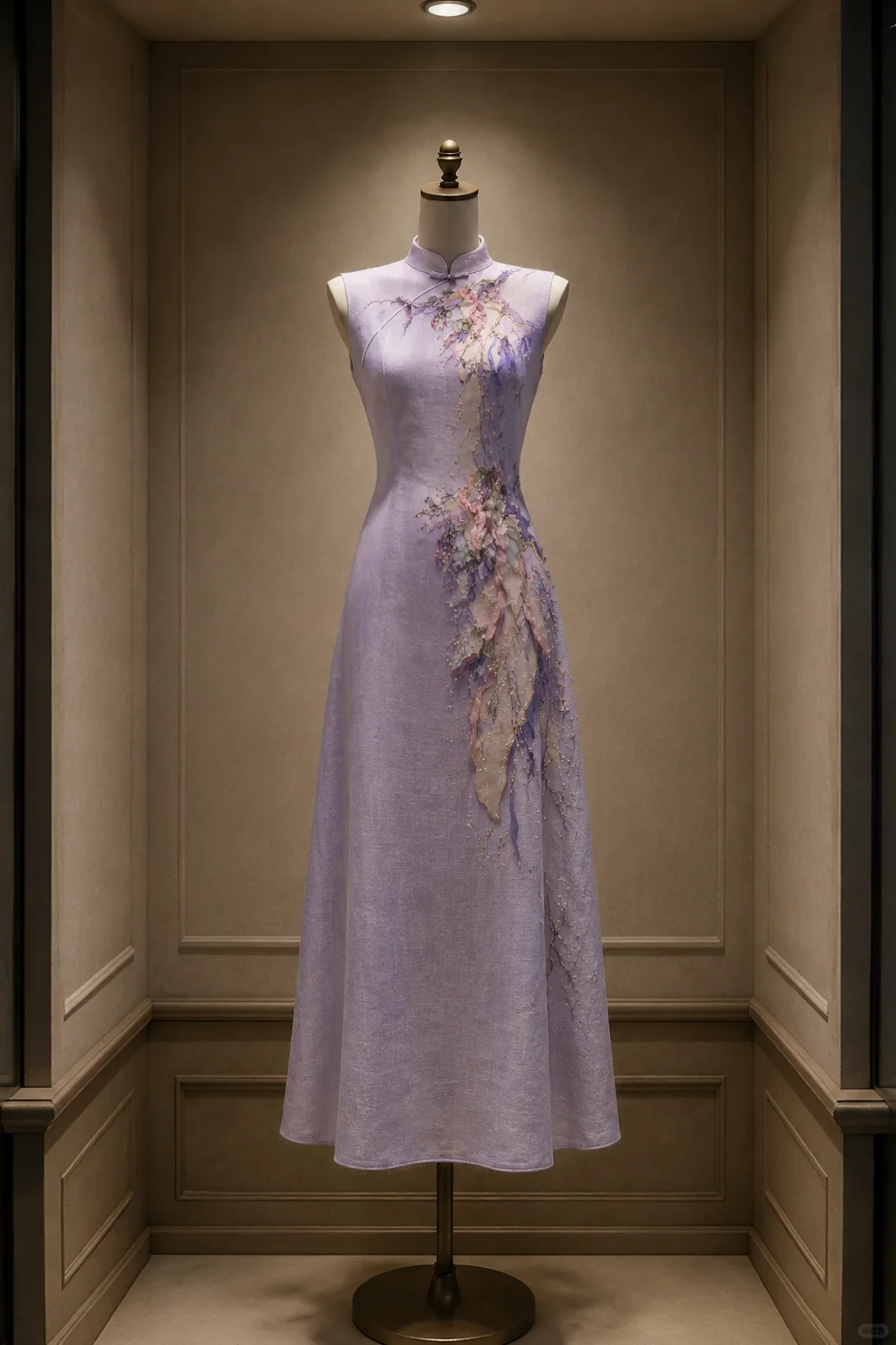 ✨Girlhomeshops-Lavender Beaded Wisteria Midi Cheongsam Qipao gh10435