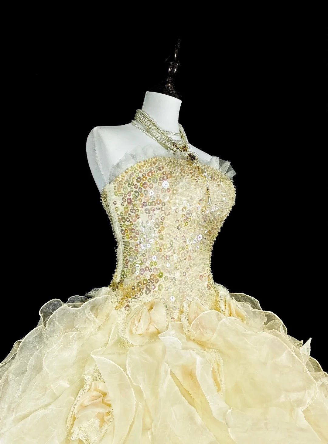 girlhomeshops-Gelbes langes, formelles Ballkleid aus Tüll im Prinzessinnenstil, Geburtstagskleid, Abschlusskleid gh6137