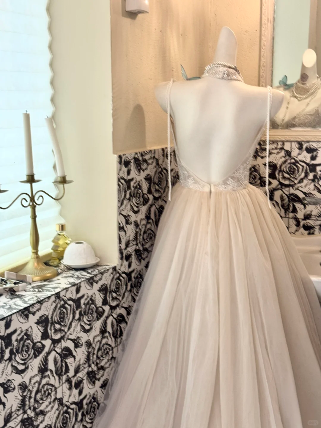 Ivory Spaghetti Strap Waist-Cinched Beaded Embroidered Elegant Long Romantic Dress, Wedding Gown gh7514