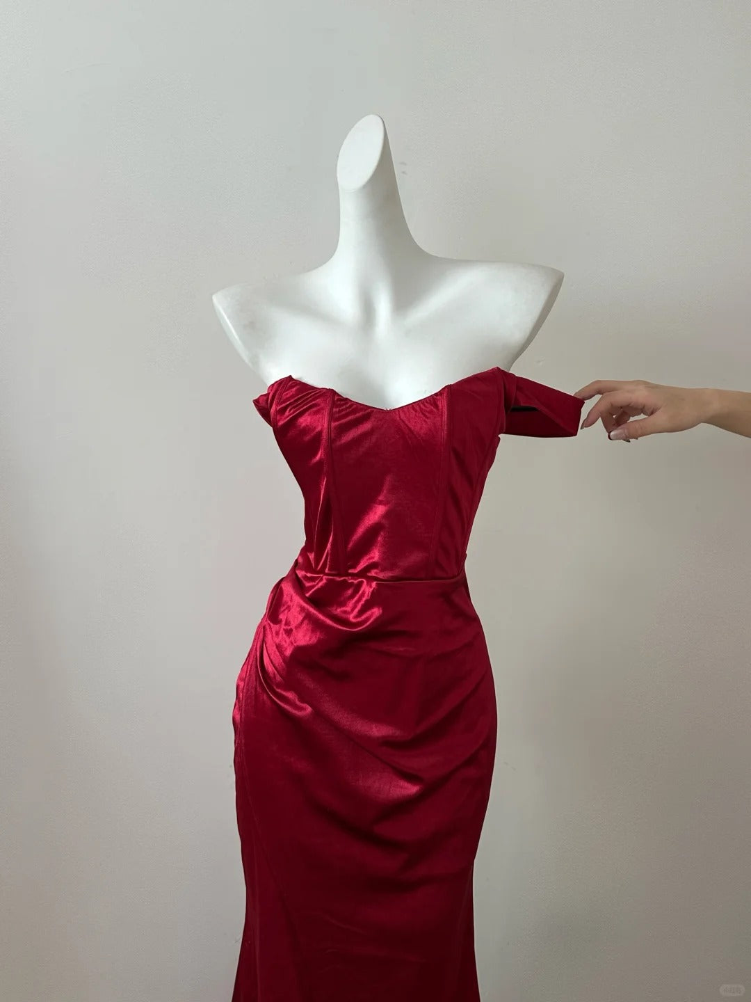 Rot glänzende Mode elegante lange bodenlangen Schleppe Satin sexy Schlitz Ballkleid Abendkleid Partykleid Ballkleid gh4053