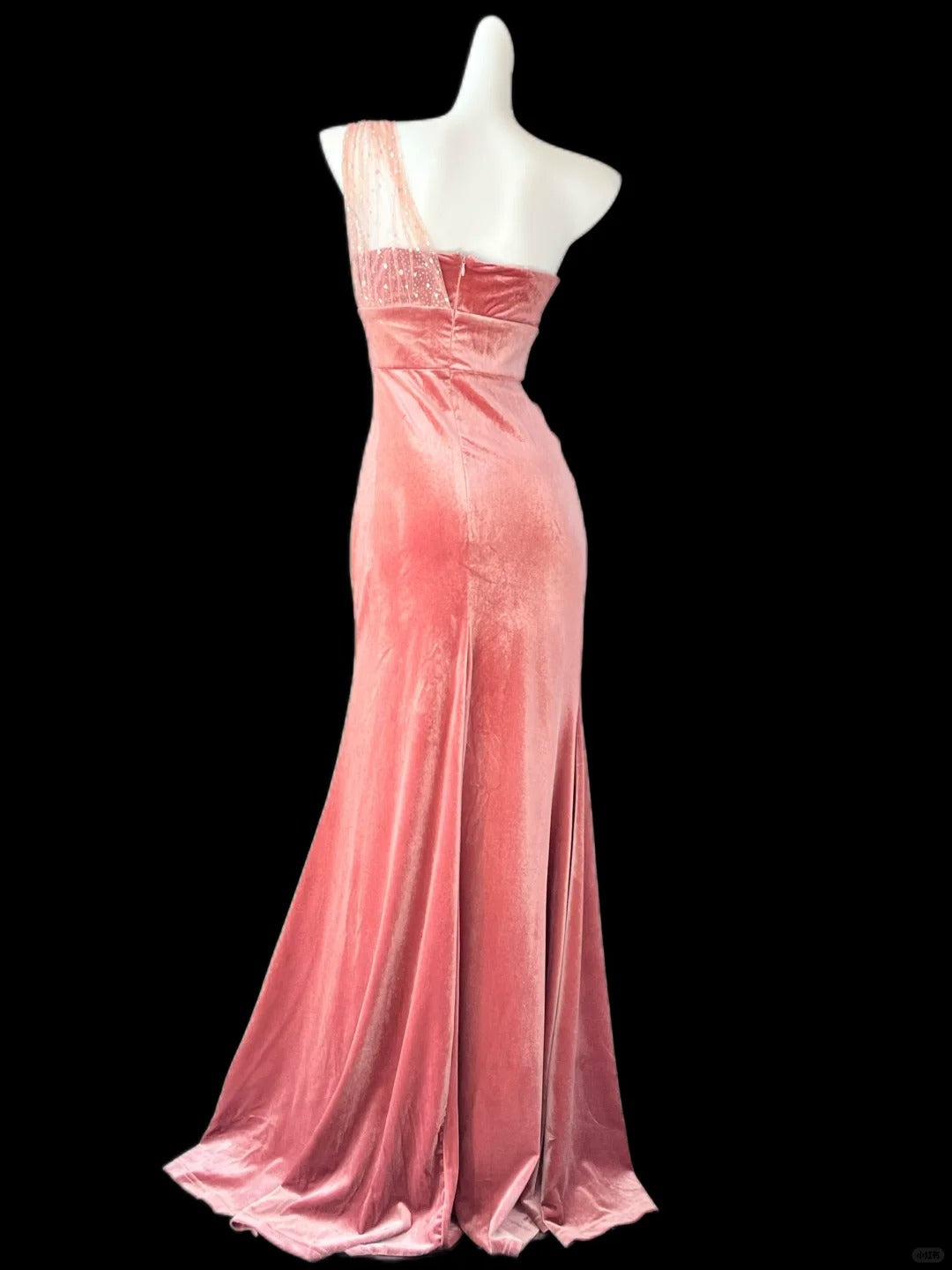 Rosa glänzend schlichte Mode elegante herzförmiger Ausschnitt eine Schulter lange Samt Pailletten Tüll bodenlangen Schleppe Ballkleid Abendkleid Ballkleid gh4073