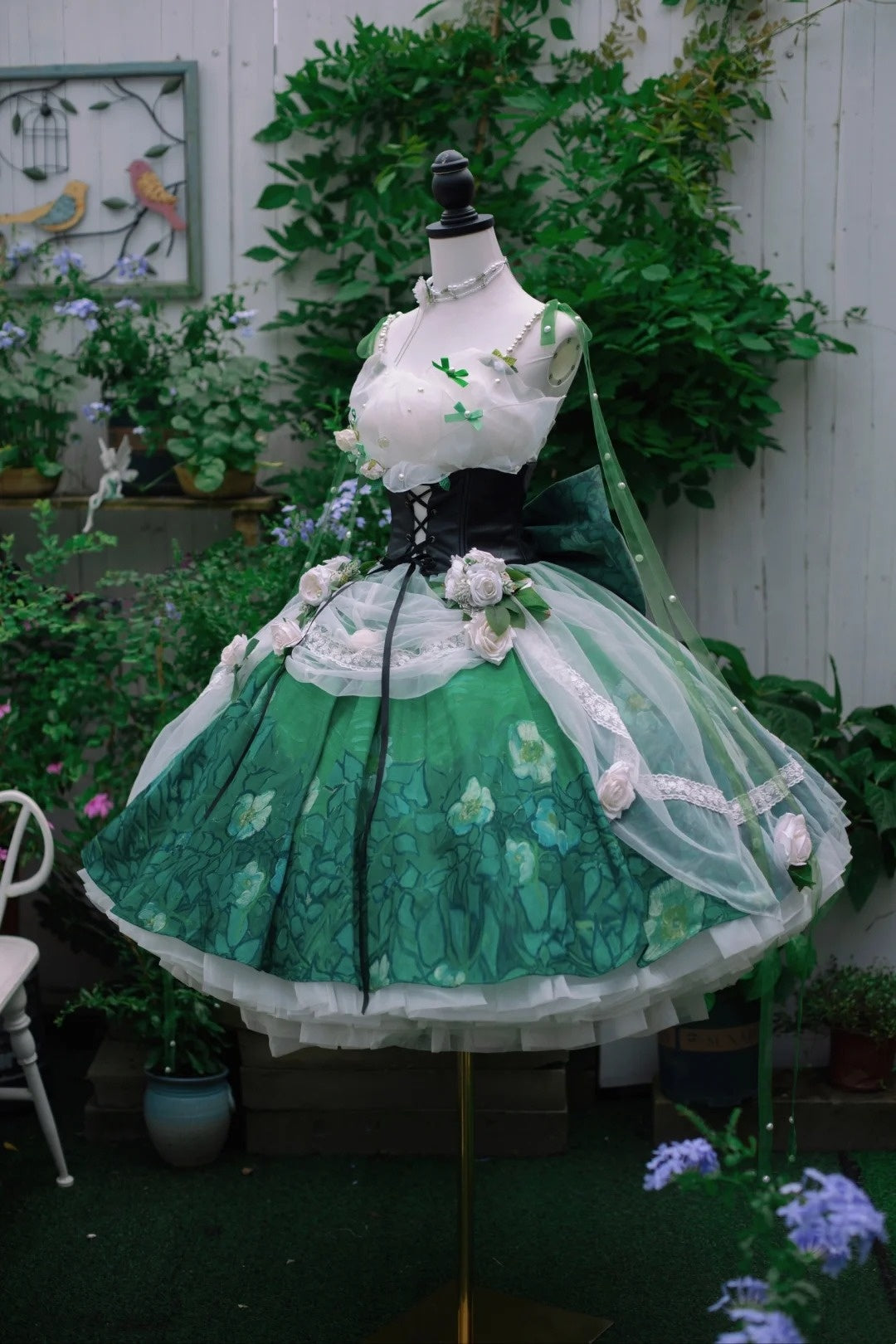 Grünes, wundervolles Traumrosen-Lolita-Kleid gh6655