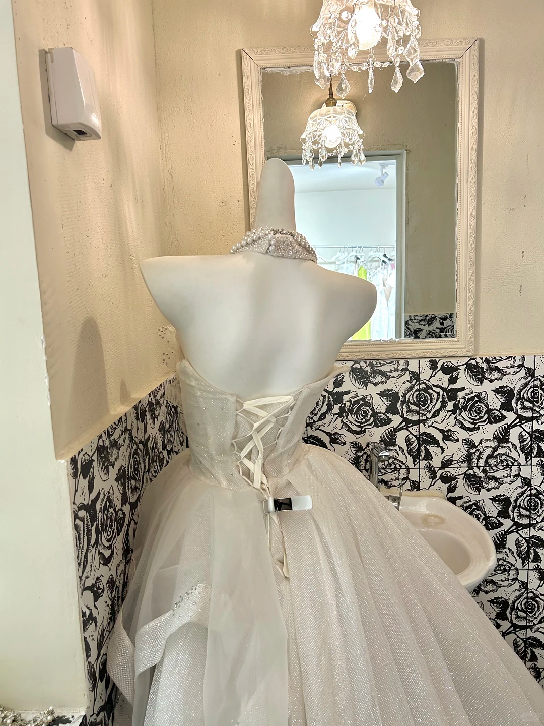 Ivory Strapless Waist-Cinched Voluminous Skirt Long Romantic Dress, Wedding Gown gh7706