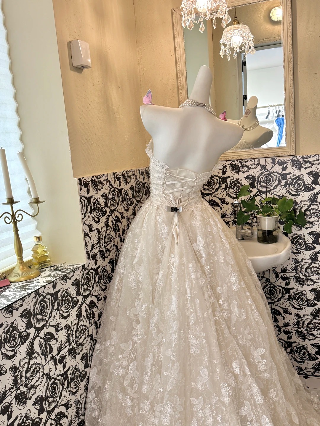 Ivory Strapless Waist-Cinched Full Flared Long Gentle Elegant Romantic Dress, Wedding Gown gh7668