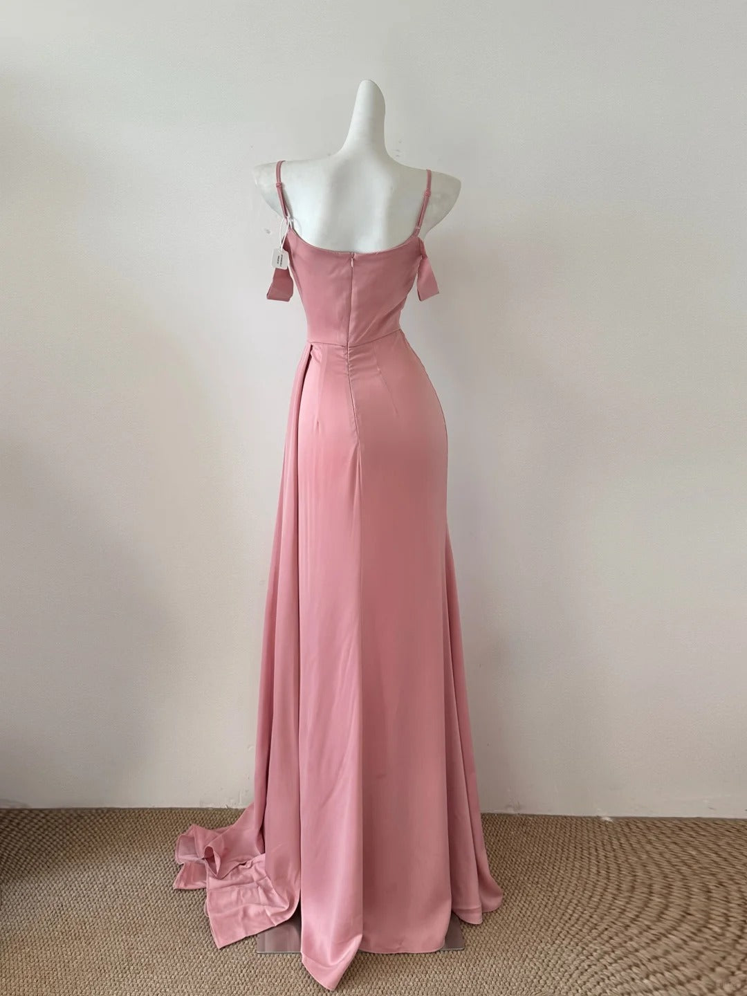 Rosa Süße Mode Elegante Lange Bodenlangen Satin Sexy Schlitz Ballkleid Abendkleid Partykleid Prom Kleid gh4050