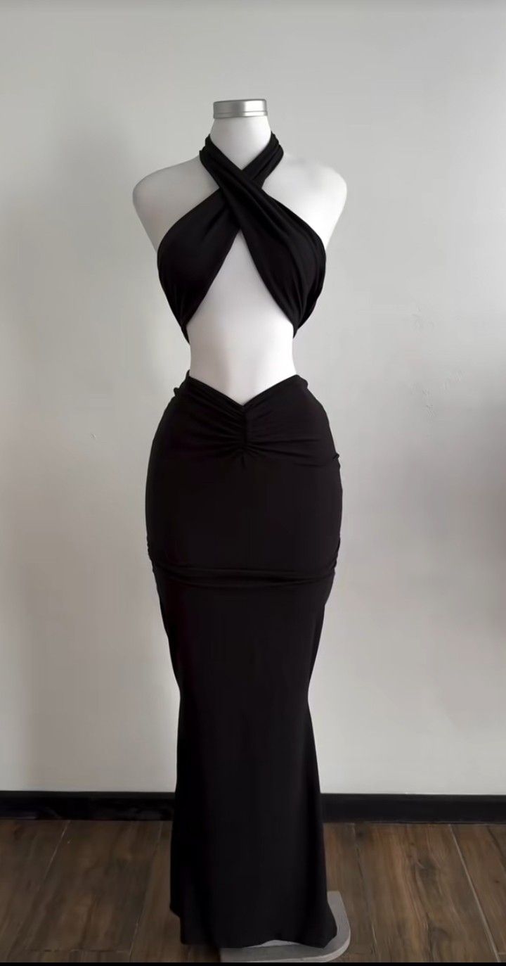 Robe de soirée longue en satin noir sexy, robe de cocktail gh4939
