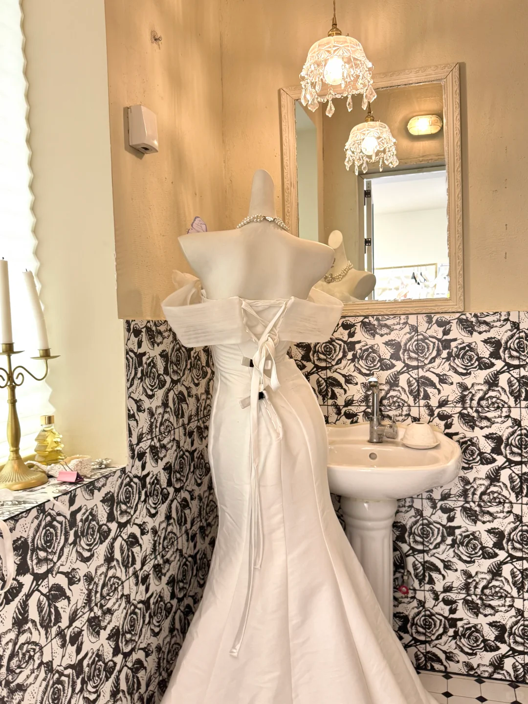 Ivory Off-the-Shoulder Waist-Cinched Figure-Flattering Sexy Mermaid Skirt Long Romantic Dress, Wedding Gown gh7742