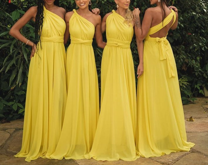 girlhomeshops-Gelbes elegantes schlichtes langes Chiffon-Brautjungfernkleid gh5952