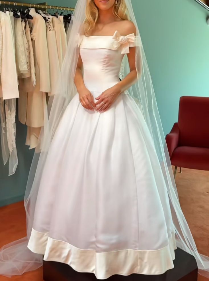 girlhomeshops-Weißes langes Tüll-Satin-Ballkleid mit kurzen Ärmeln/Hochzeitskleid/Brautkleid gh6272