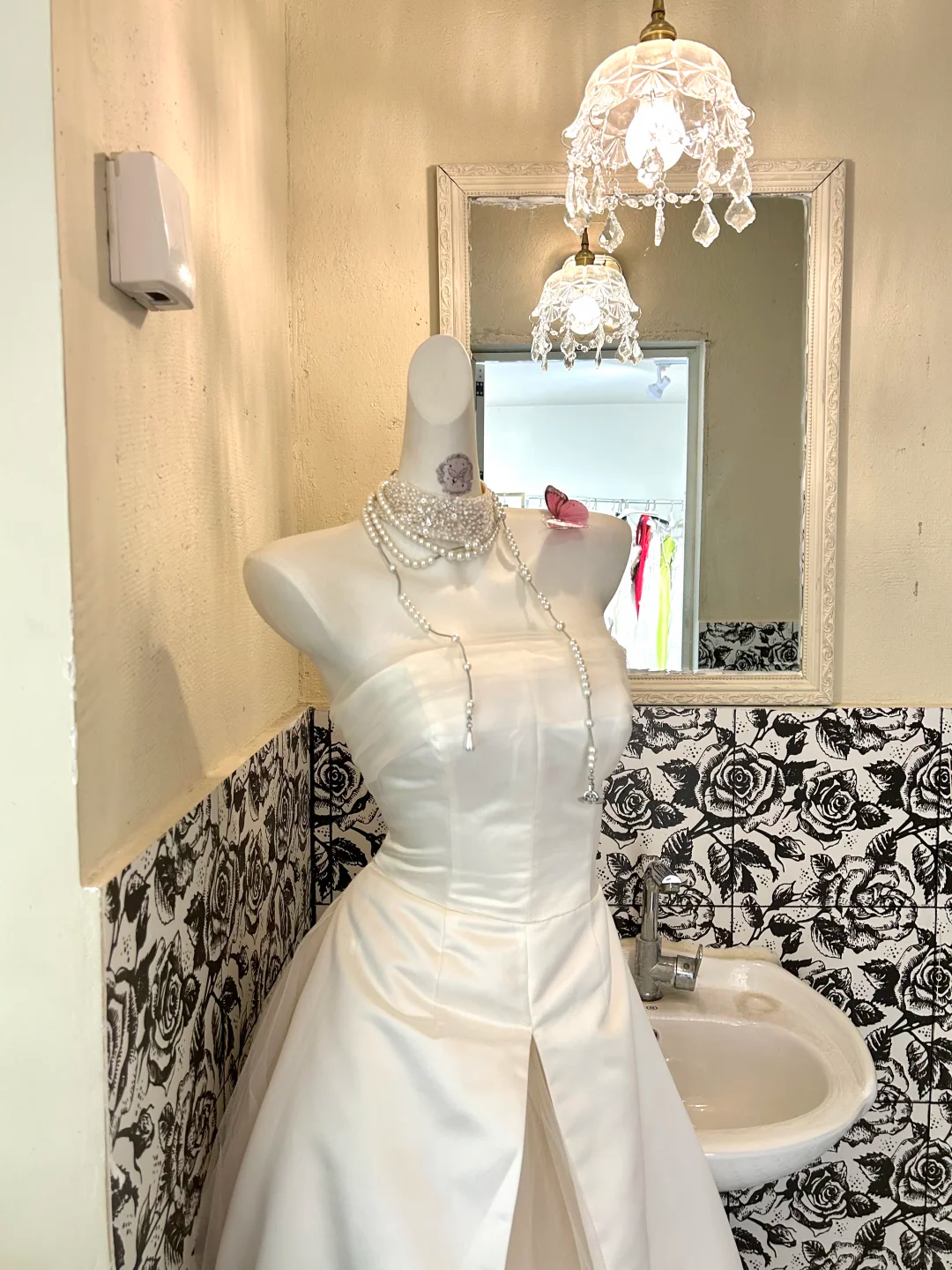White Strapless Waist-Cinched Slit Sexy A-Line Skirt Romantic Dress, Wedding Gown gh7615